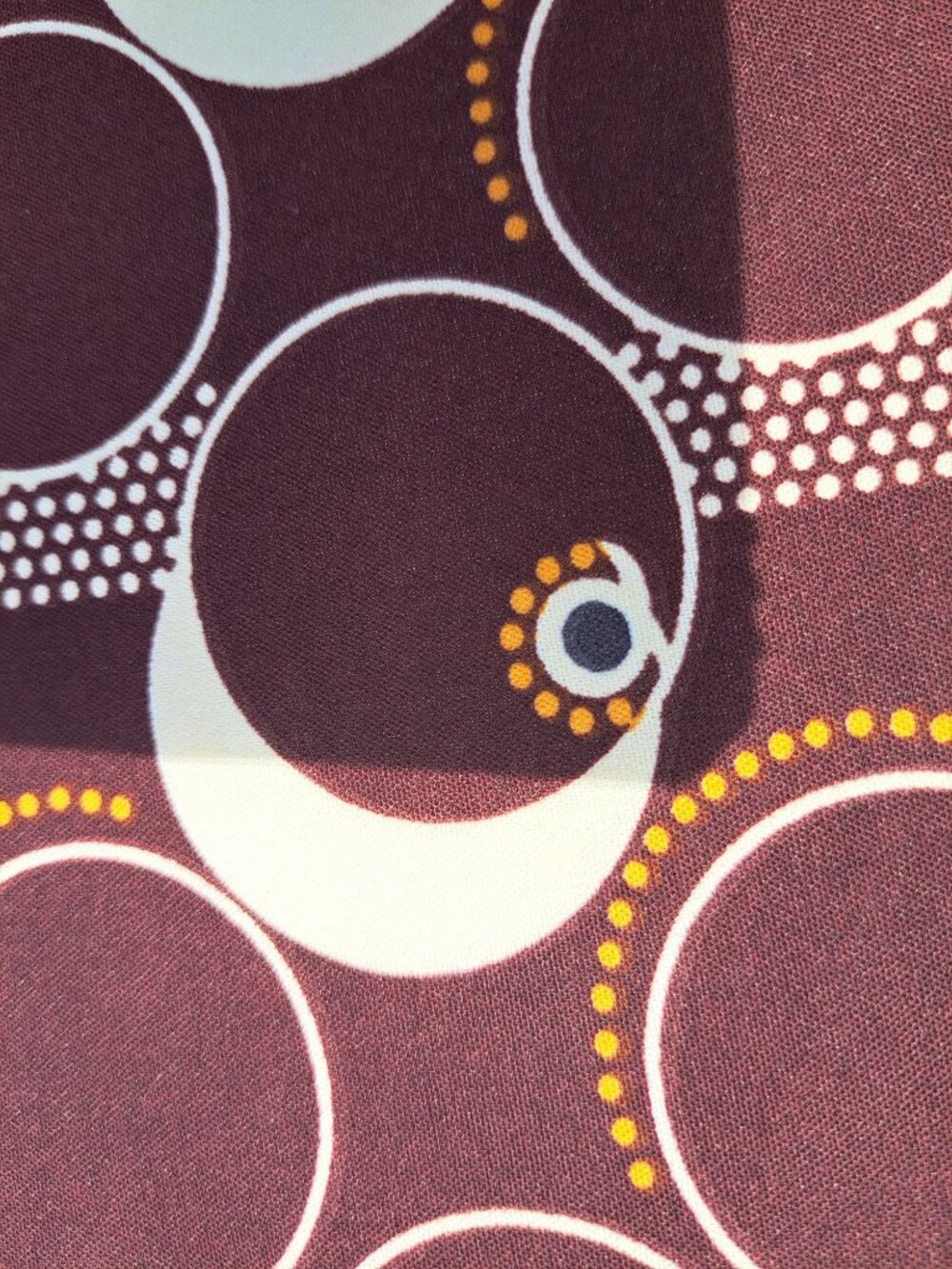 New Bytavi Brown & Cream Circle Geometric Print Scarf Fair Trade - Picture 9 of 9